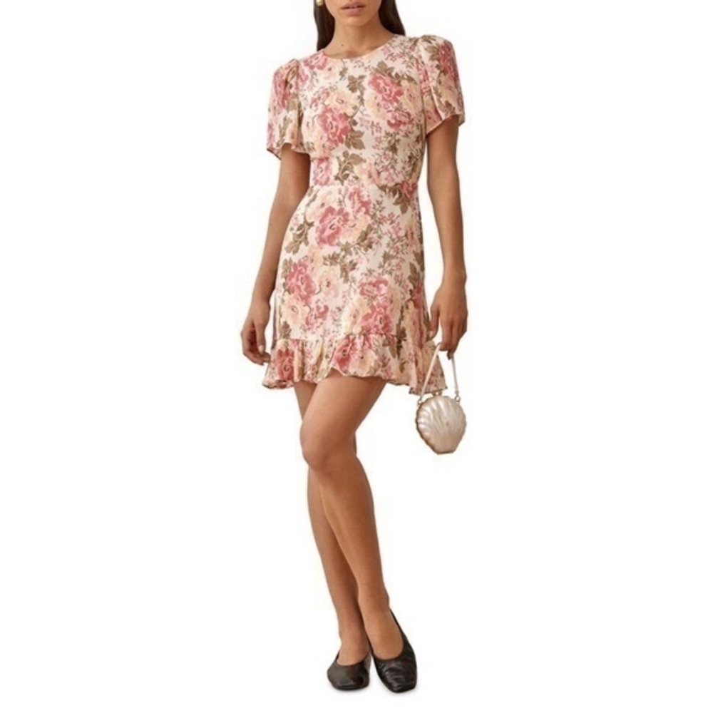 Reformation Farrah Beesley Floral Print Multicolor Short Sleeve Mini Dress 4 NWT
